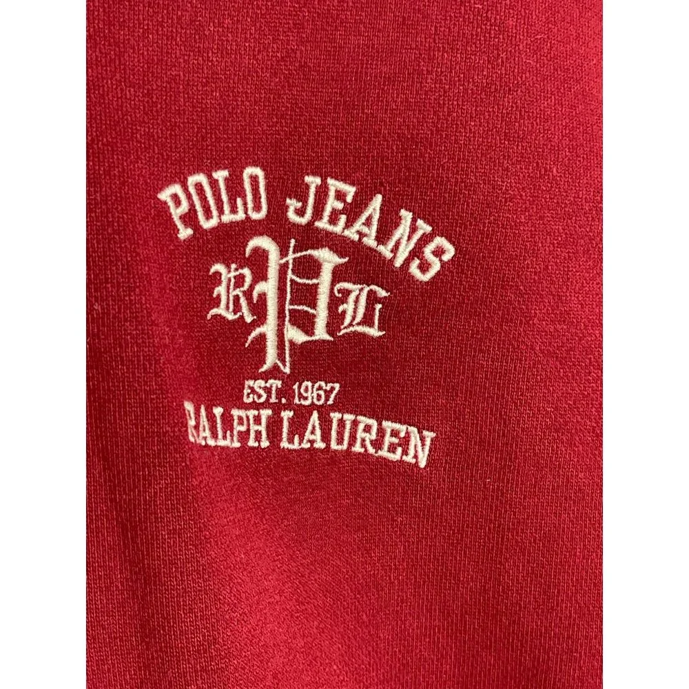 Vintage Polo Ralph Lauren Sweatshirt XL Red Crimson Varsity Track Embroidered - Picture 2 of 8